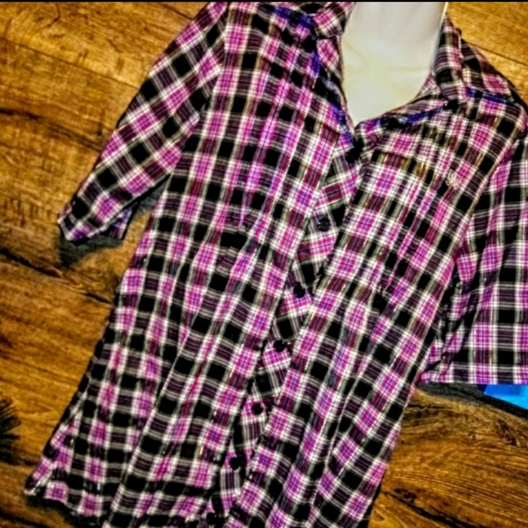 Miss Famous Mini Dress Size Large Purple Plaid - Picture 9 of 11